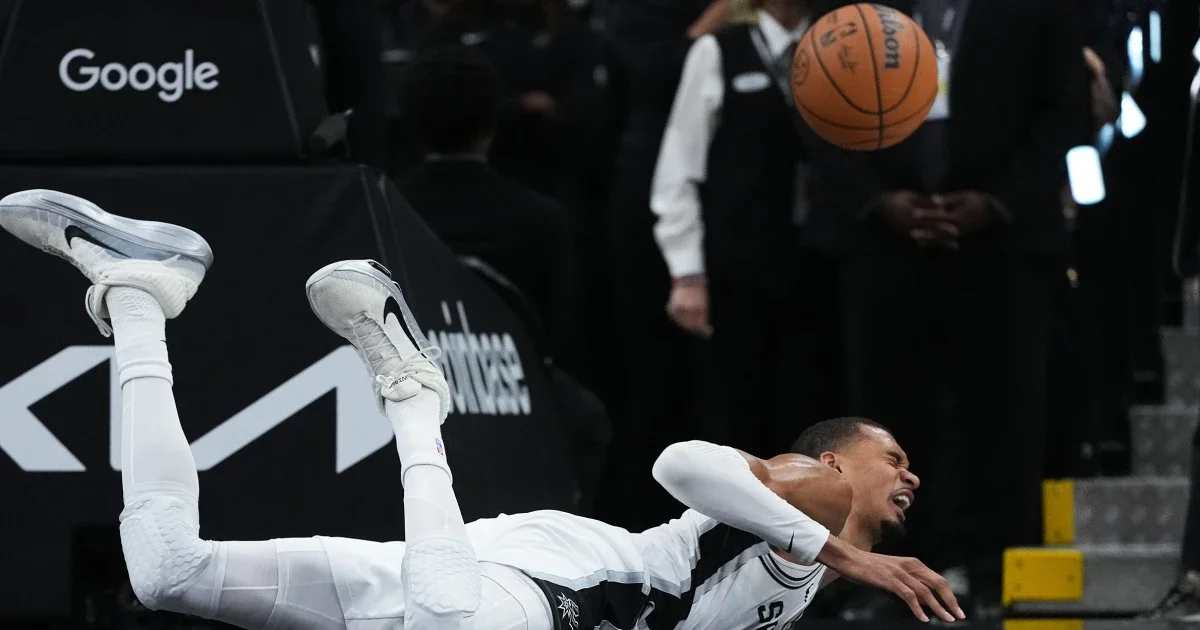 Wembanyama in concussion protocol after face-first tumble in Spurs' playoff setback