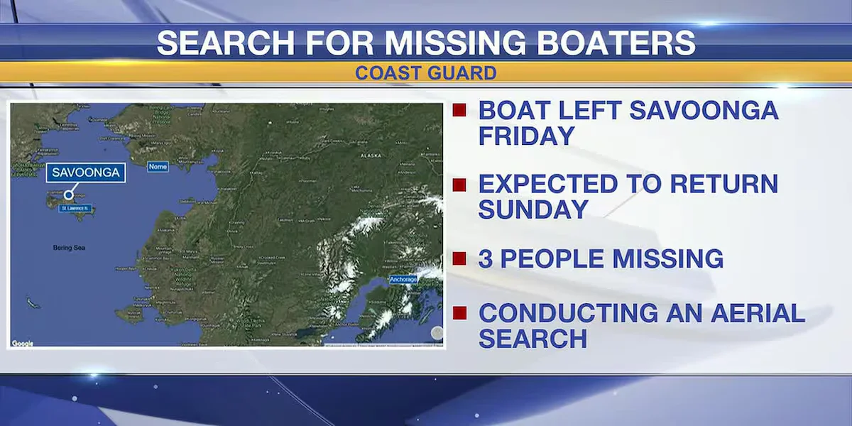Coast Guard hunts three overdue boaters off St. Lawrence Island