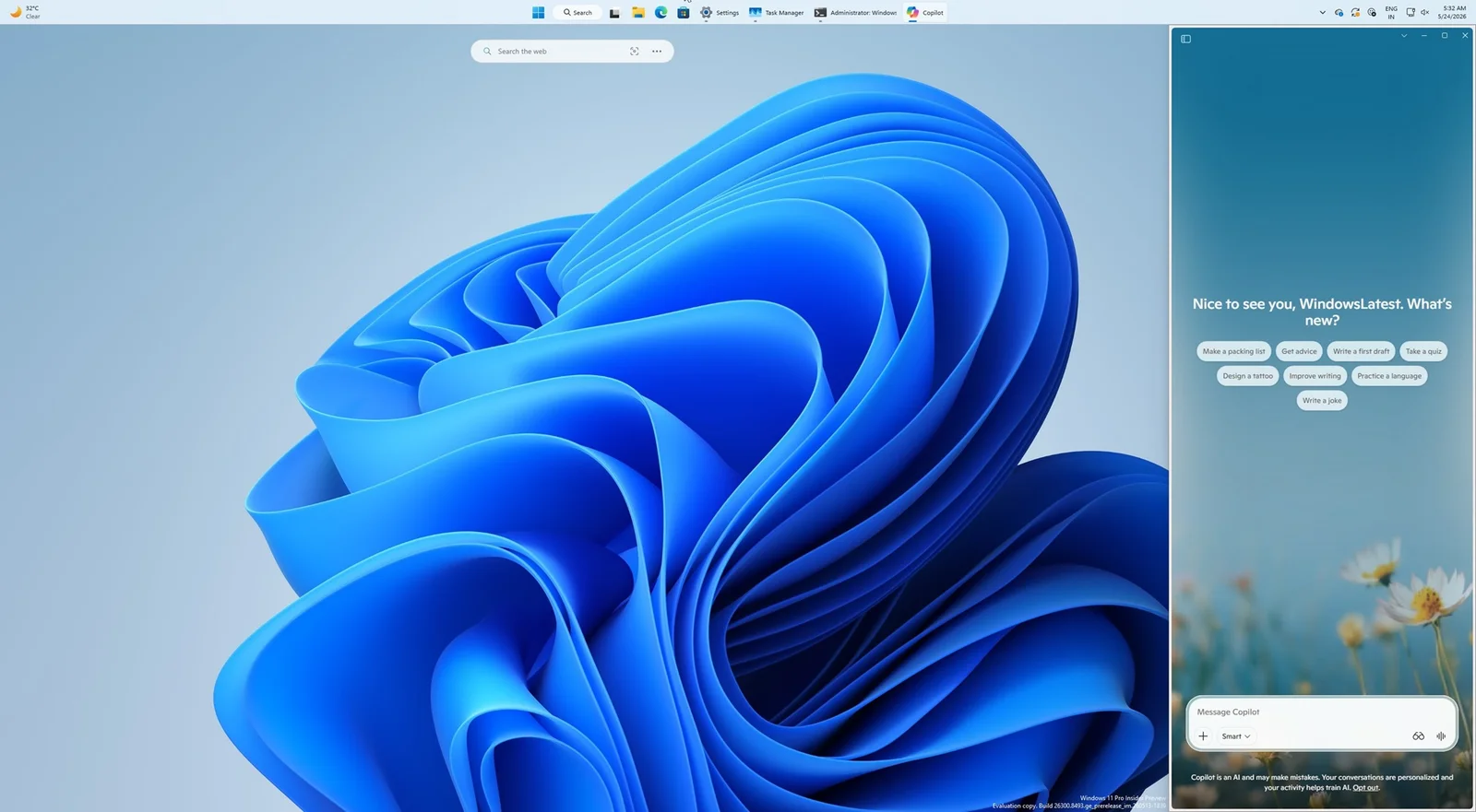 Copilot Docks to Windows 11 Edge, Resizing Your Desktop Layout