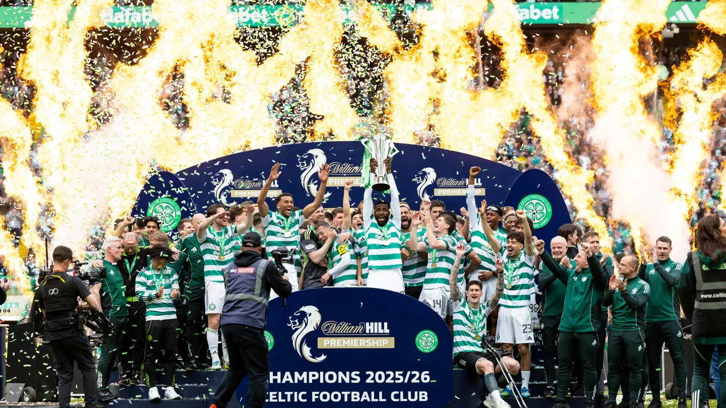 Celtic clinches fifth straight title in dramatic final-day win over Hearts