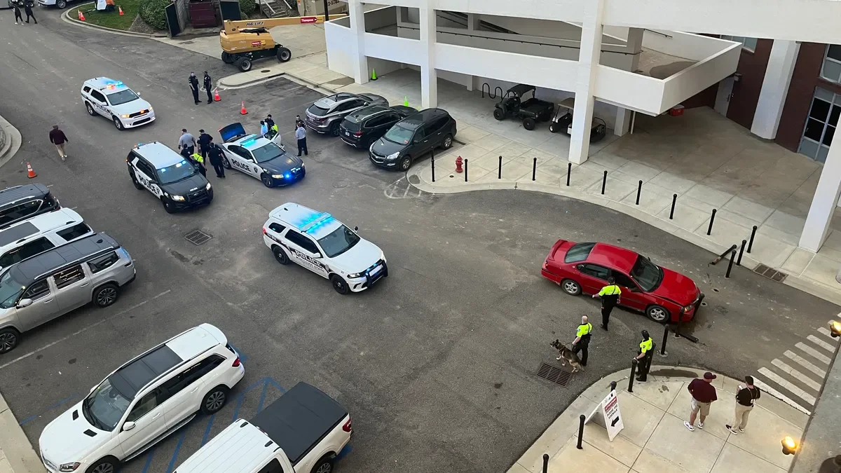 High-speed police chase ends at Mississippi State baseball field during Arkansas game.