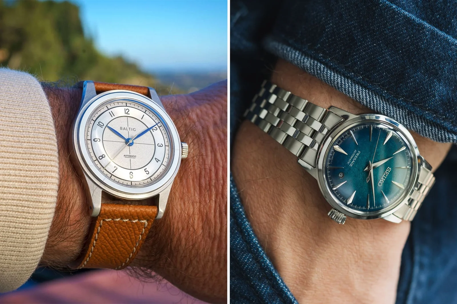 Showdown of Subtle Spark: Seiko Cocktail Time 38.5mm vs Baltic HMS 002