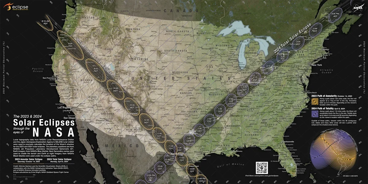 NASA's Map Guides You to Upcoming US Solar Eclipses.