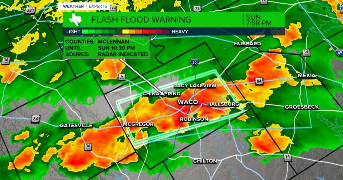 Central Texas Braces for Flood-Warning Night as Storms Dump Heavy Rain