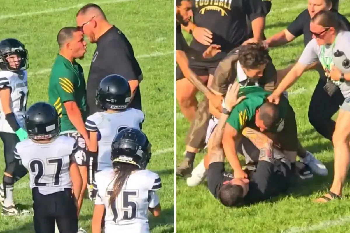 PA youth football clash: coaches spar during game in front of kids