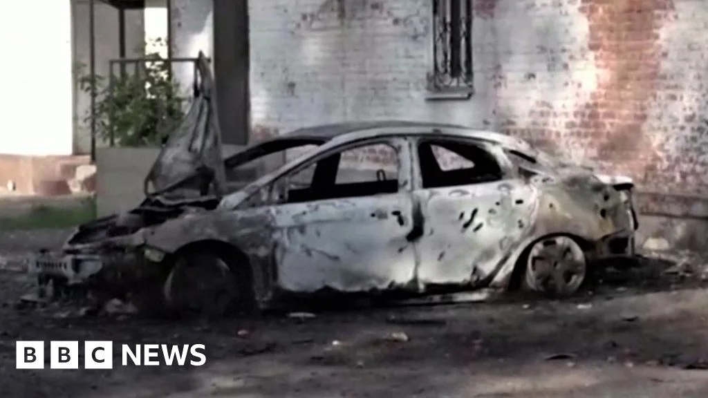Russia and Ukraine exchange blame for border town attack.