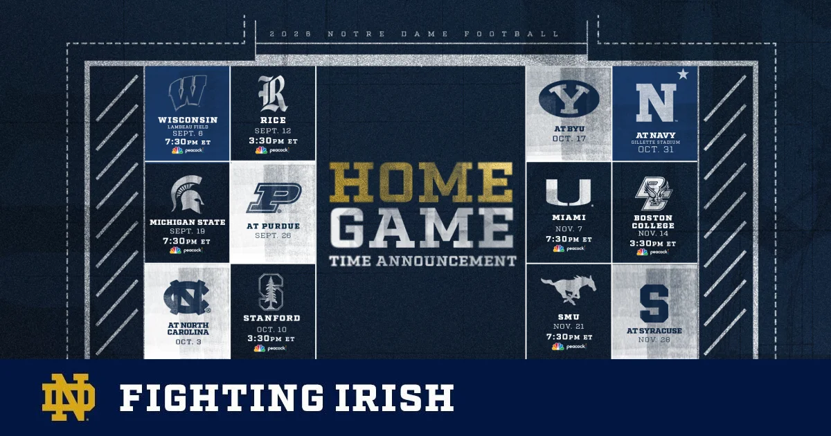 Notre Dame Unveils 2026 Shamrock Series and Seven-Game NBC Telecast Schedule