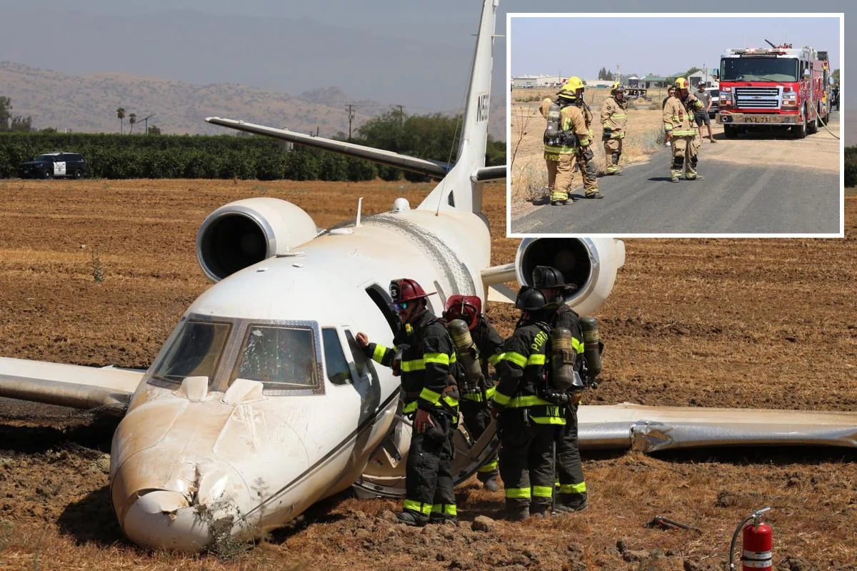 Private jet crash-lands in California field; all aboard escape unharmed