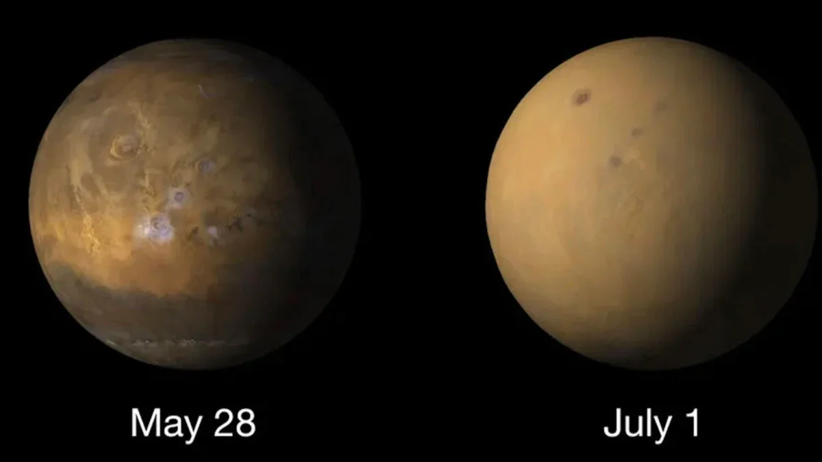 Solar Storms May Amplify Martian Dust Storms, New Study Indicates