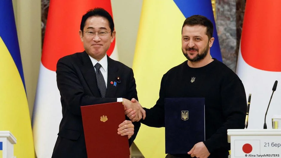 Japan's PM Kishida meets with Ukraine's President Zelensky in surprise visit.