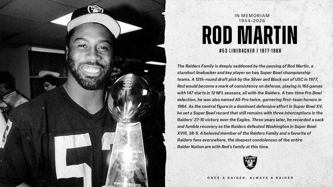 Raiders Remember Rod Martin, Key LB Behind Two Super Bowl Titles