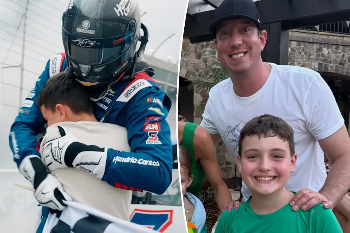Brexton Busch honors dad Kyle with hug photo as NASCAR mourns