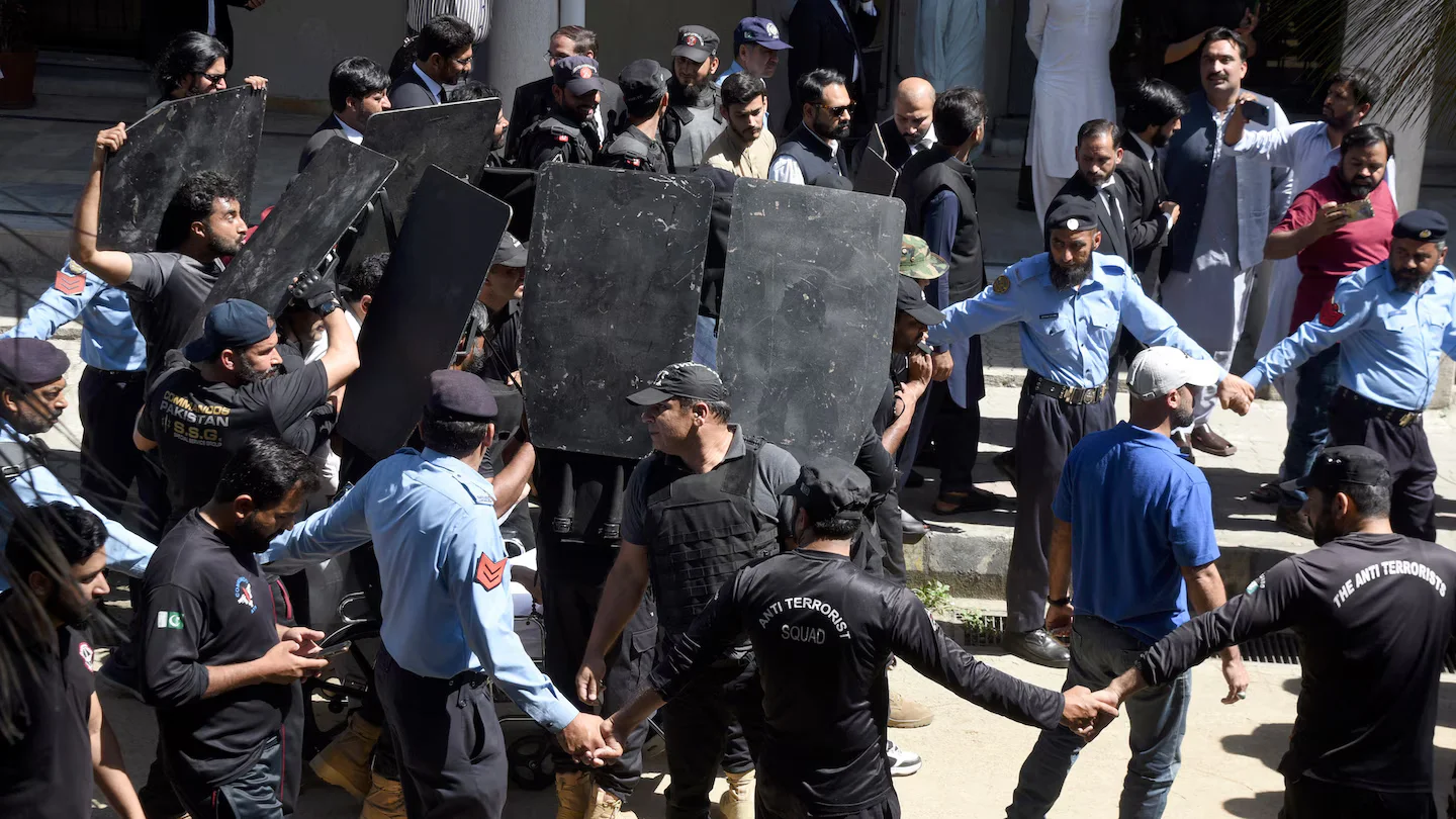 Former Pakistan PM Imran Khan arrested by paramilitary police.