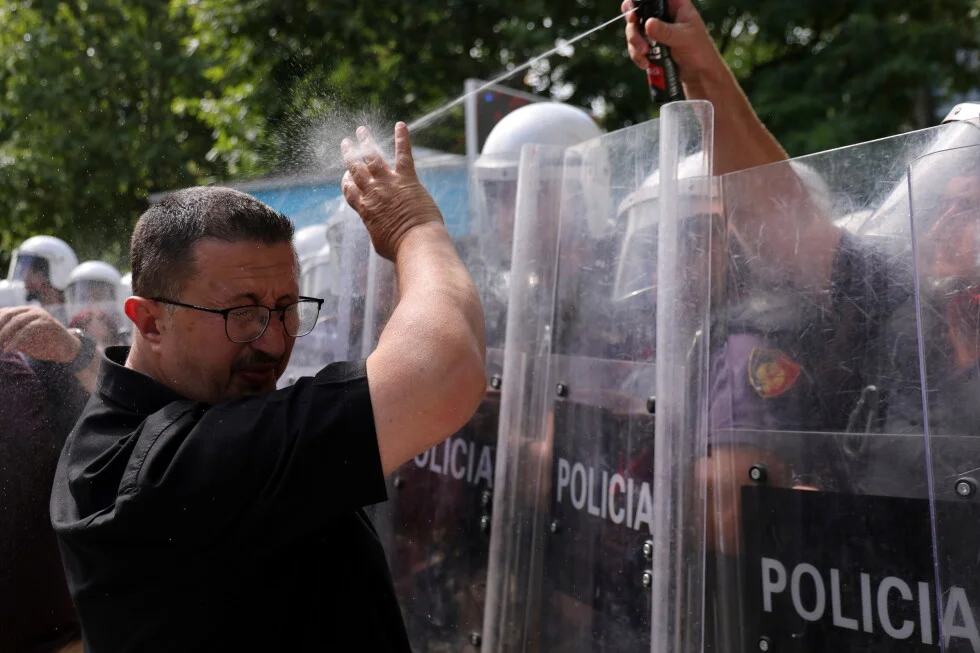 Tirana Demonstration Escalates as Albanian Police Use Tear Gas