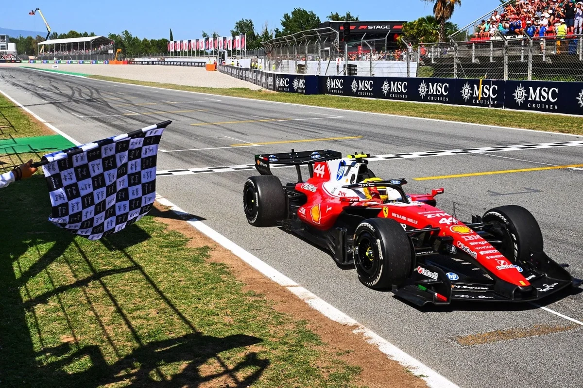 Hamilton Breaks Ferrari Drought With Barcelona Win as Antonelli Retires Late