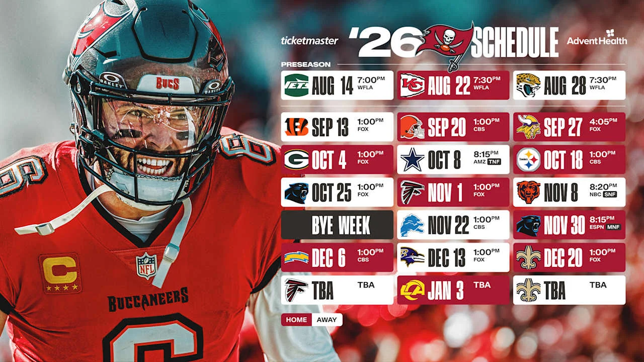 Bucs 2026 Schedule: Early Ohio Tests, Late NFC South Showdowns