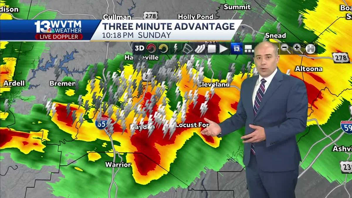 Severe Storms Sweep Across Alabama, Leaving Hundreds Without Power.