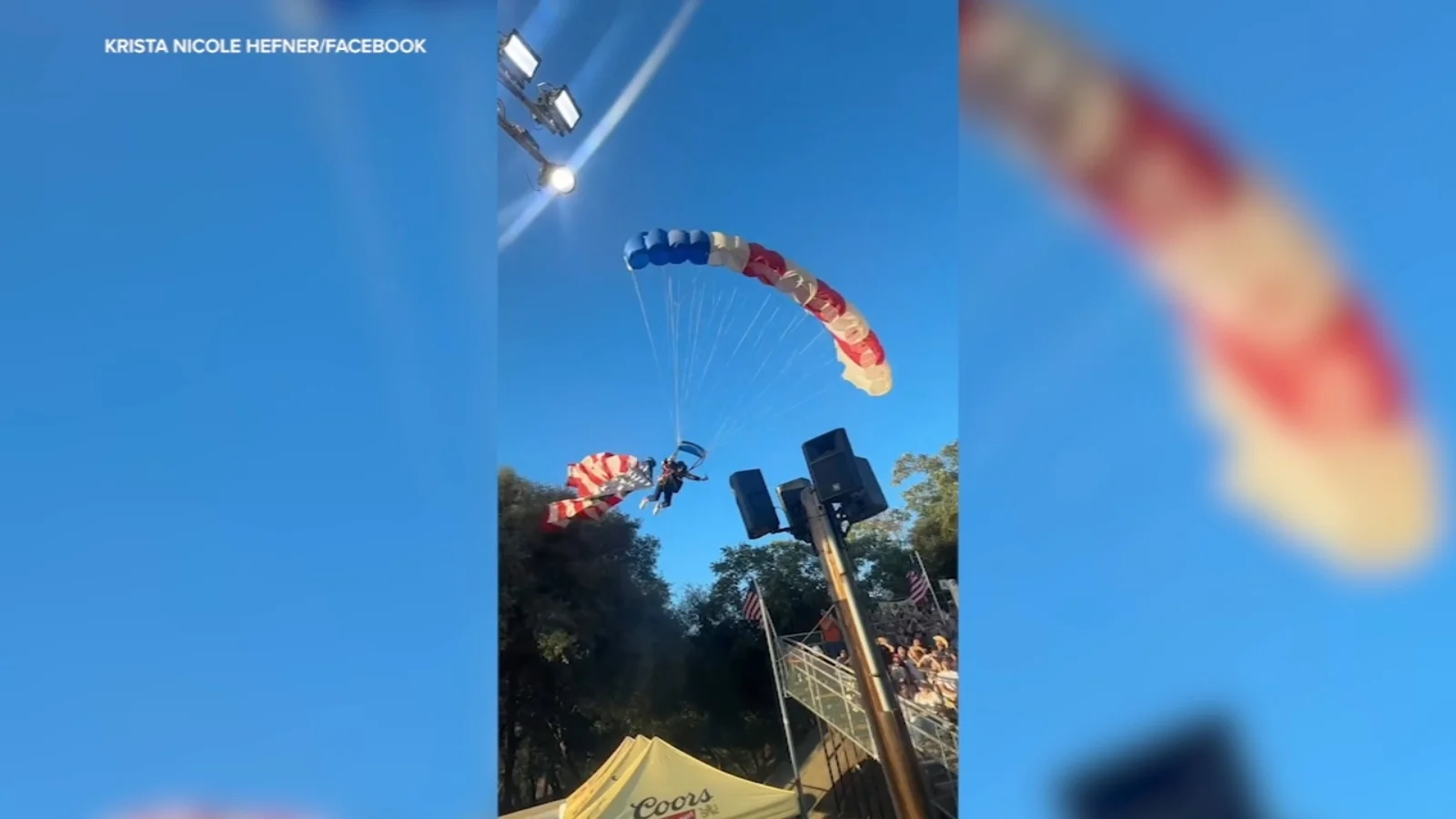 Flag snag sends skydiver into tent at Folsom Pro Rodeo; he walks away unscathed