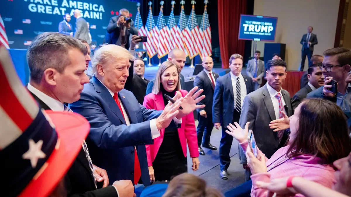 Trump cancels Iowa rally due to severe weather threat.