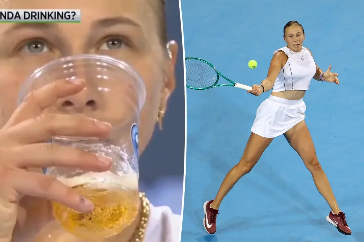 Anisimova's mystery drink stuns Cincinnati broadcasters, later revealed as Red Bull