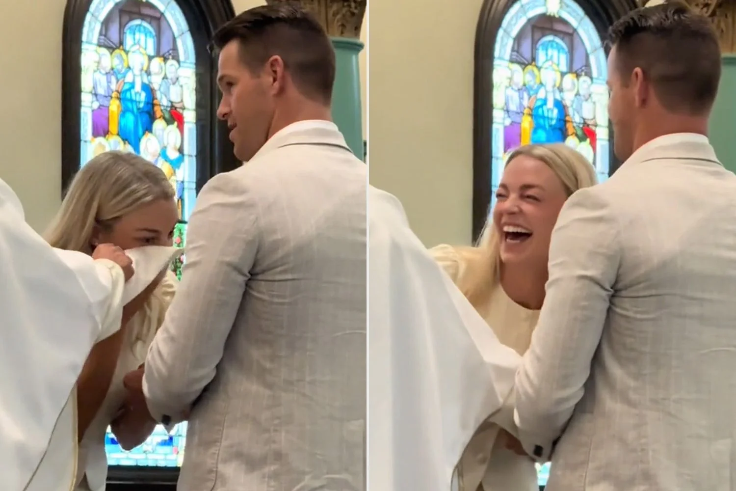 Bride Mistakes Priest's Robe for a Tissue, Sparks Viral Laughter During Wedding