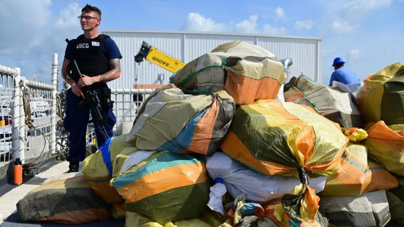 US Coast Guard seizes and offloads $186 million worth of cocaine in Atlantic and Caribbean waters.