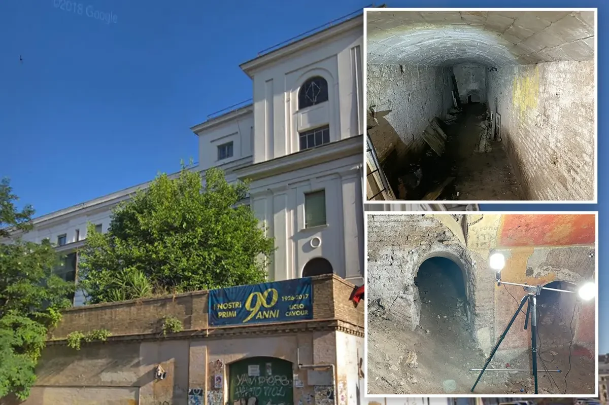 Ancient Roman villa unearthed beneath a Rome high school gym reveals past frescoes