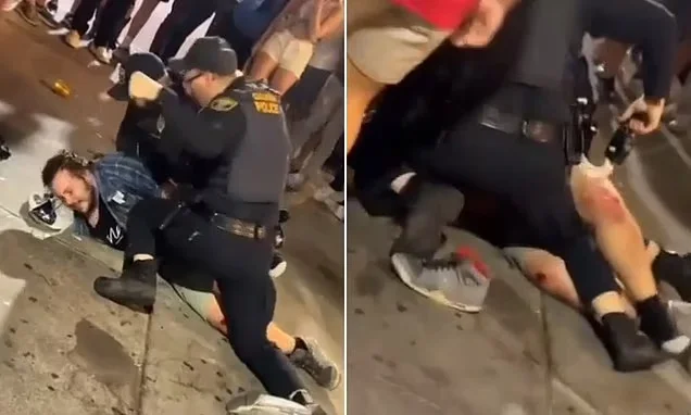 Police officer under investigation for punching tased drunk man on ground.