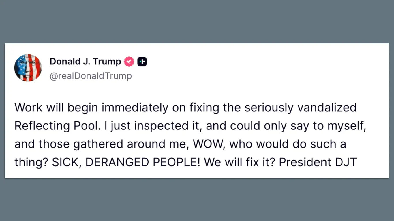 Trump orders urgent repairs to Lincoln Memorial Reflecting Pool over vandalism claims
