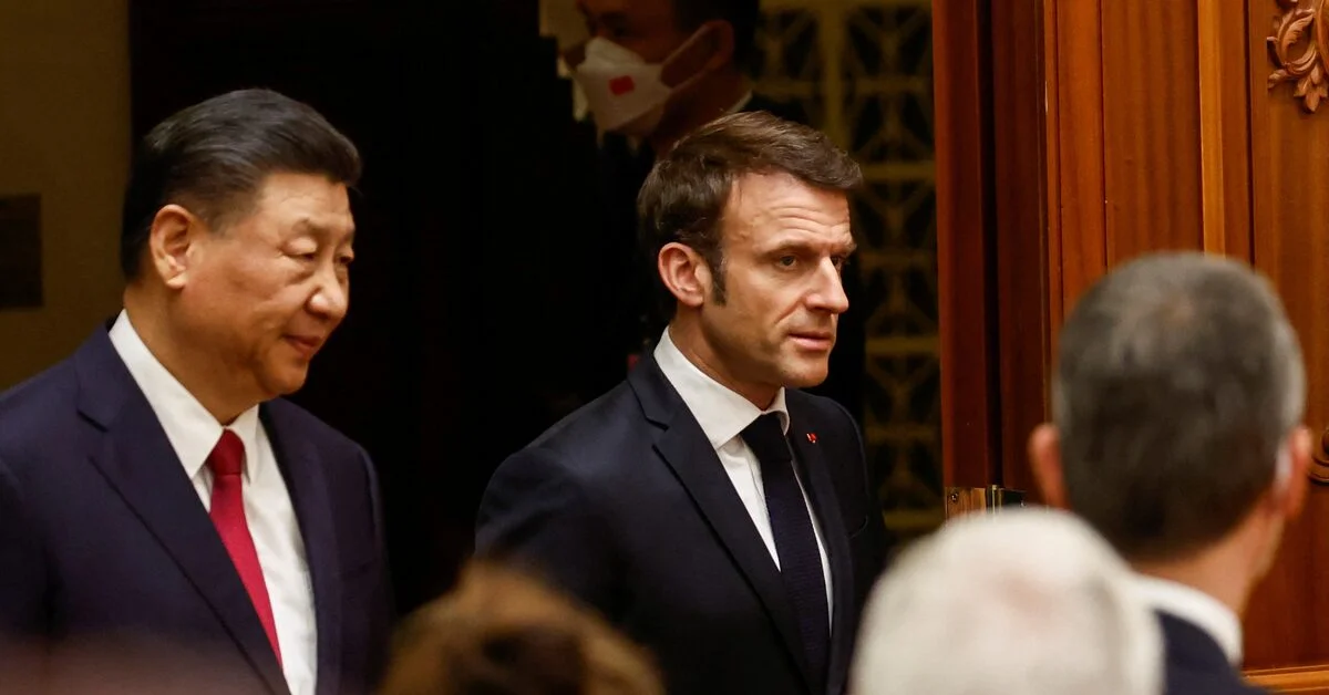 Macron urges Europe to break away from US and China on Taiwan.