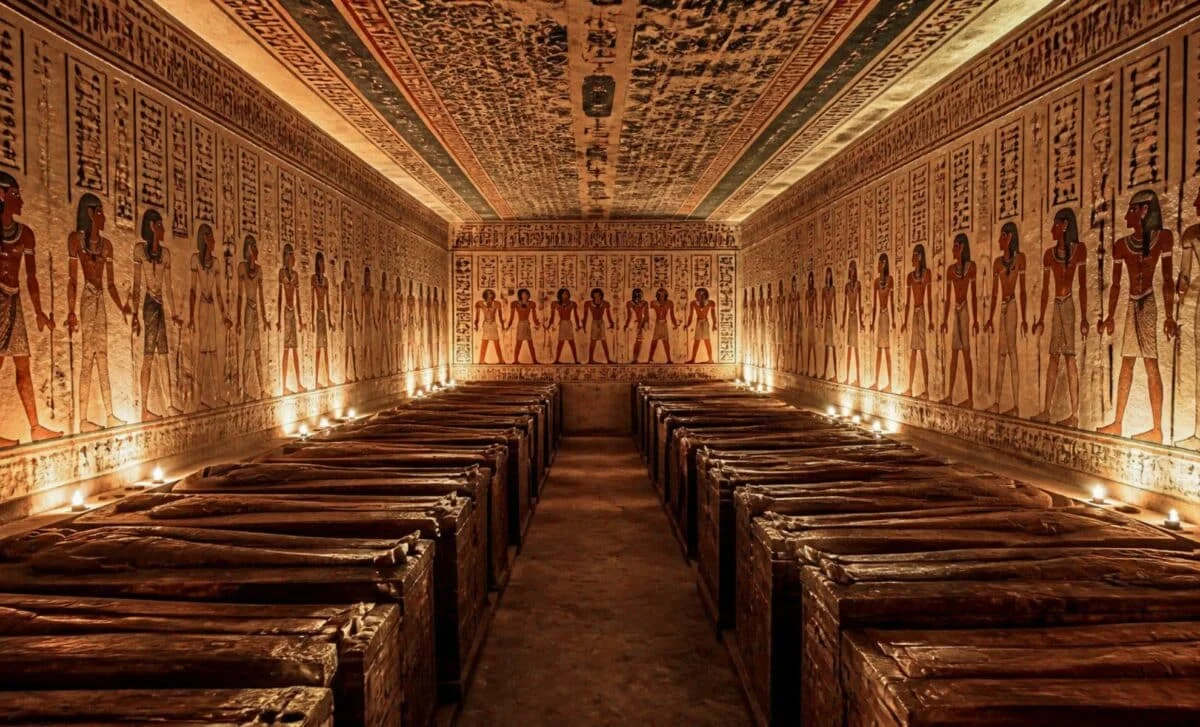 Luxor Chamber Uncovers 22 Coffins of Amun Singers and Eight Sealed Papyri