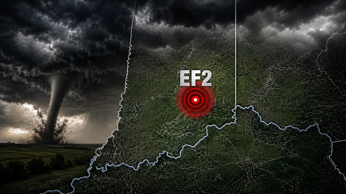 EF2 Tornado Confirmed in Franklin County, Indiana Near Drewersburg