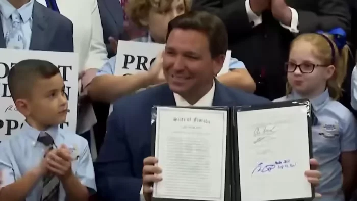 DeSantis pushes for broader enforcement of 'Don't Say Gay' law in Florida schools.