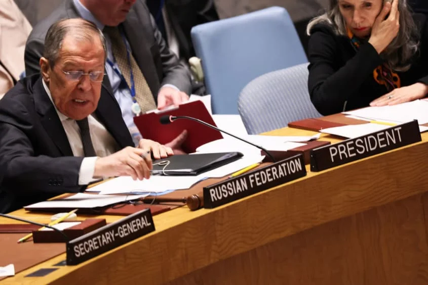 Western diplomats criticize Lavrov and Russia at UN meeting.