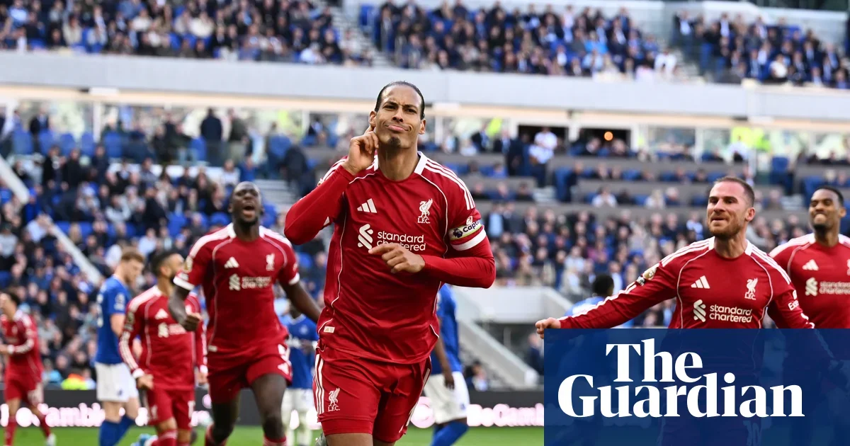 Van Dijk’s 100th-minute header seals dramatic Liverpool win at Everton